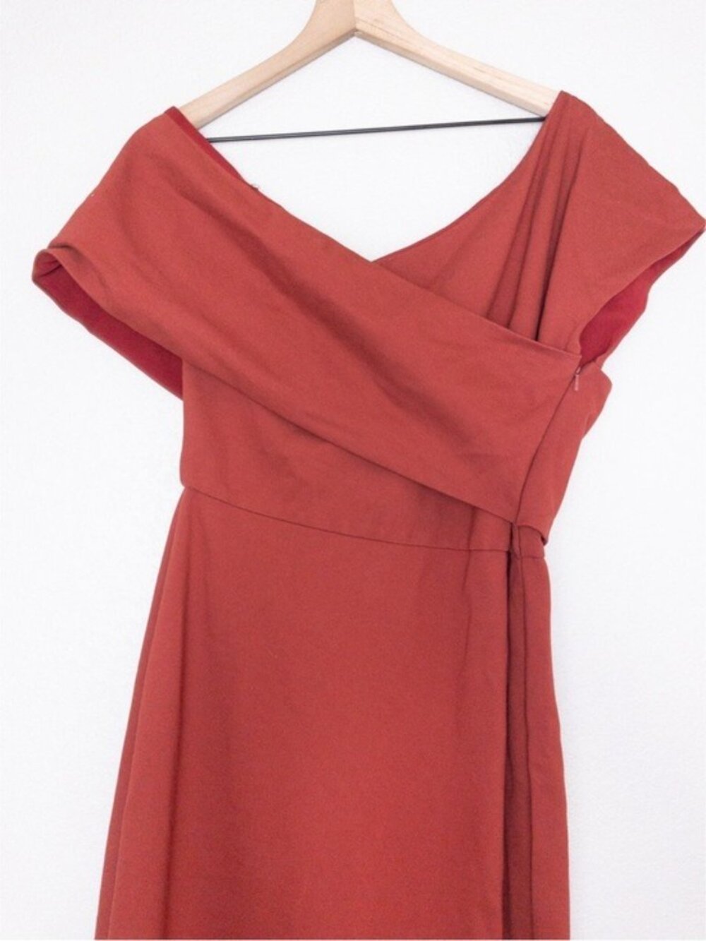 Elliatt Popover Gown XL Rust One Shoulder Evening Dress Maxi Sheath Ponte - Picture 5 of 13